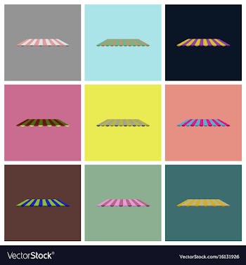 Assembly flat icons roof awning vector image