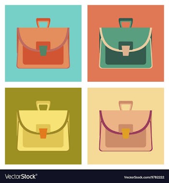 Assembly flat icons school bag case vector image