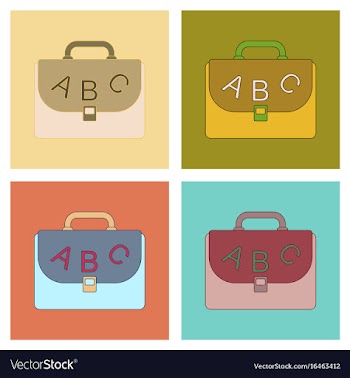 Assembly flat icons school bag vector image