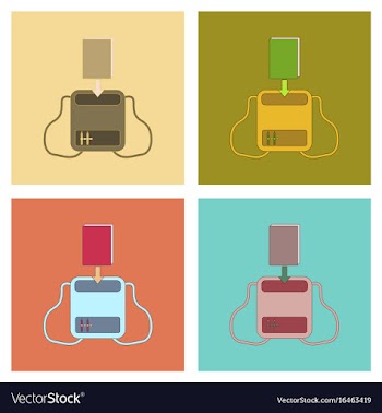 Assembly flat icons school bag vector image