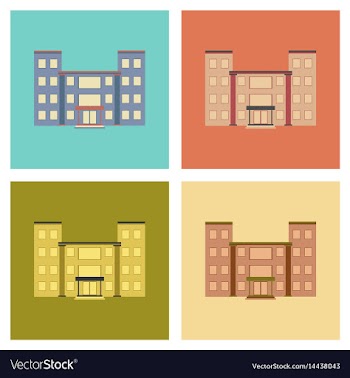 Assembly flat icons school building vector image