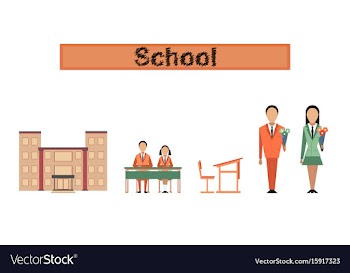 Assembly flat icons school building vector image