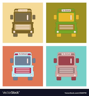 Assembly flat icons school bus vector image