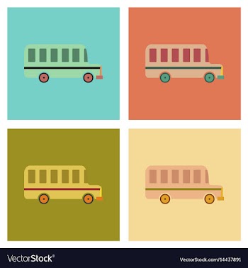 Assembly flat icons school bus vector image