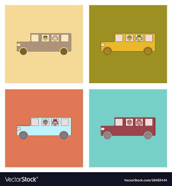 Assembly flat icons school bus vector image