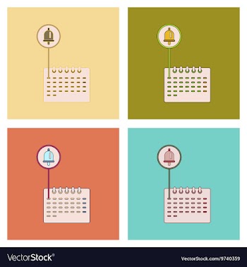 Assembly flat icons school calendar vector image