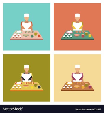 Assembly flat icons school cook vector image