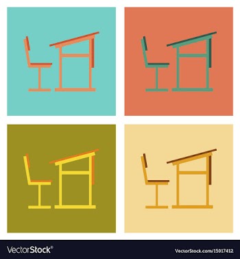 Assembly flat icons school desk chair vector image