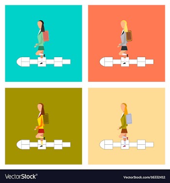 Assembly flat icons school girl hopscotch vector image