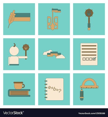 Assembly flat icons school lessons vector image