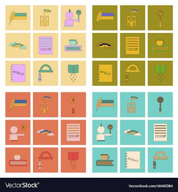 Assembly flat icons school lessons vector image