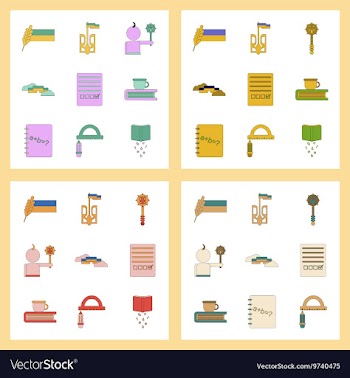 Assembly flat icons school lessons vector image