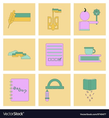 Assembly flat icons school lessons vector image