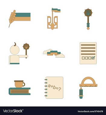 Assembly flat icons school lessons vector image