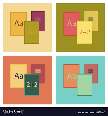 Assembly flat icons school notebooks vector image