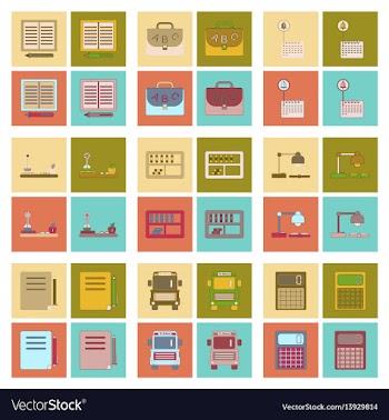 Assembly flat icons school supplies vector image