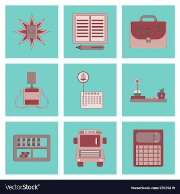 Assembly flat icons school supplies vector image