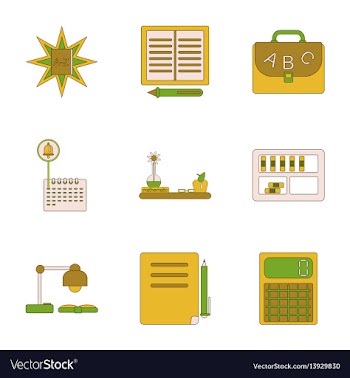 Assembly flat icons school supplies vector image