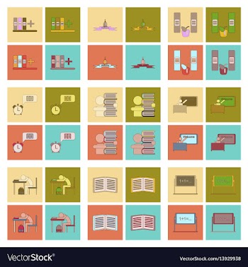 Assembly flat icons school supplies vector image