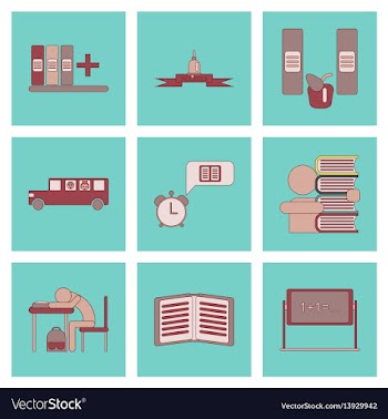 Assembly flat icons school supplies vector image