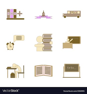 Assembly flat icons school supplies vector image