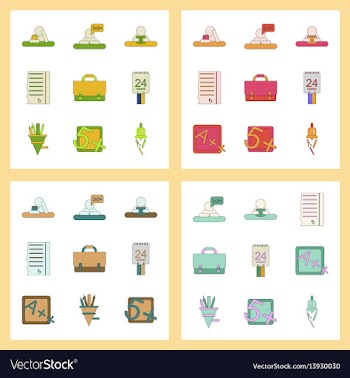 Assembly flat icons school supplies vector image