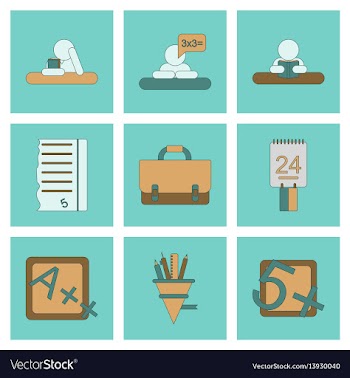 Assembly flat icons school supplies vector image