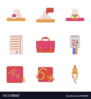 Assembly flat icons school supplies vector image
