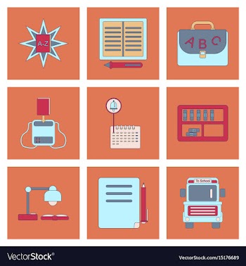 Assembly flat icons school supplies vector image