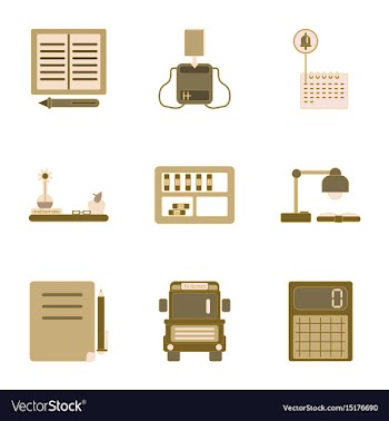 Assembly flat icons school supplies vector image