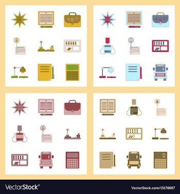 Assembly flat icons school supplies vector image