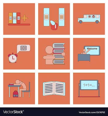 Assembly flat icons school supplies vector image