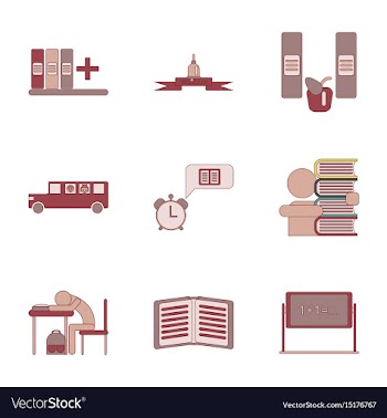 Assembly flat icons school supplies vector image