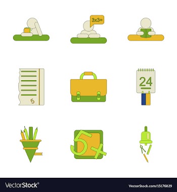 Assembly flat icons school supplies vector image