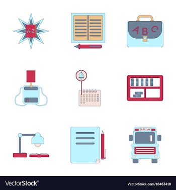 Assembly flat icons school supplies vector image