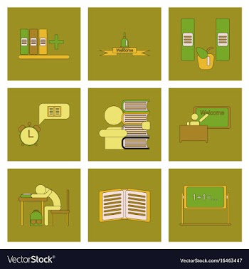 Assembly flat icons school supplies vector image