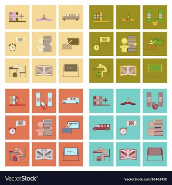 Assembly flat icons school supplies vector image