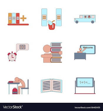 Assembly flat icons school supplies vector image
