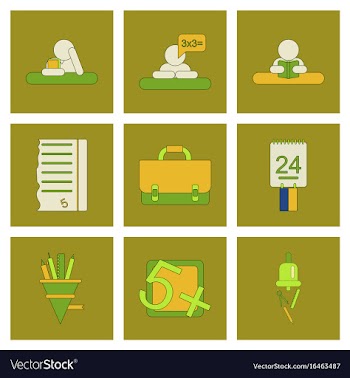 Assembly flat icons school supplies vector image