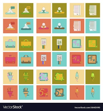 Assembly flat icons school supplies vector image