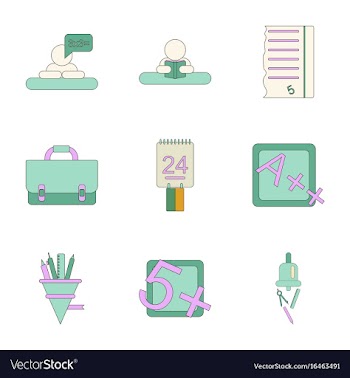 Assembly flat icons school supplies vector image