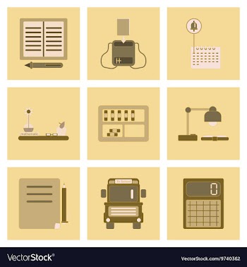 Assembly flat icons school supplies vector image