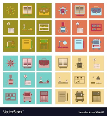 Assembly flat icons school supplies vector image