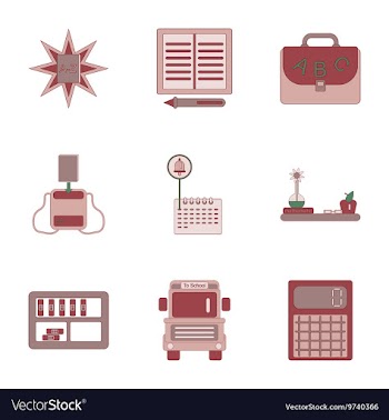 Assembly flat icons school supplies vector image