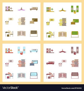 Assembly flat icons school supplies vector image