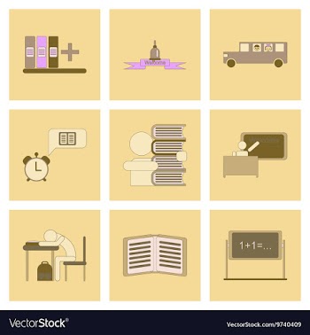 Assembly flat icons school supplies vector image