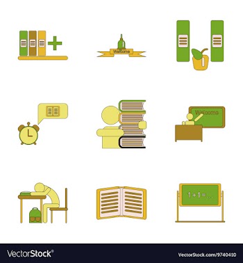Assembly flat icons school supplies vector image