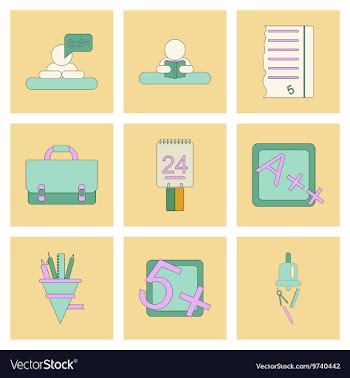 Assembly flat icons school supplies vector image