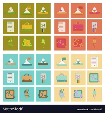 Assembly flat icons school supplies vector image