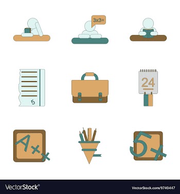 Assembly flat icons school supplies vector image